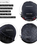 Short Pixie Cut Wig for Black Women With Bangs, Layered Virgin Human Hair, Side Part, Glueless Wear-and-Go, Full Machine-Made Wig, Effortless Chic Style, Tangle-Free and Soft, black average-size cap with adjustable strap and combs