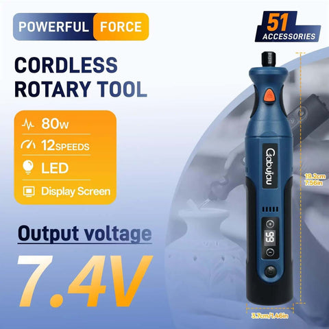 Cordless Rotary Tool Kit Mini 7.4V USB Rechargeable 12 Speed Power Drill For Sanding Polishing Drilling Wood Carving Jewelry Making
