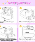 Kids Instant Digital Camera With Dual Lens 1080p HD Selfie Camera Built In Print Paper And 32GB Card Dope Kid Friendly Toy For Ages 3 To 16 Totally Perfect Christmas Birthday Gift print paper installation steps diagram