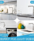 Kitchen Faucets With Pull Down Sprayer And Magnetic Docking In Brushed Nickel For Bar Sinks And RV Installations in various settings