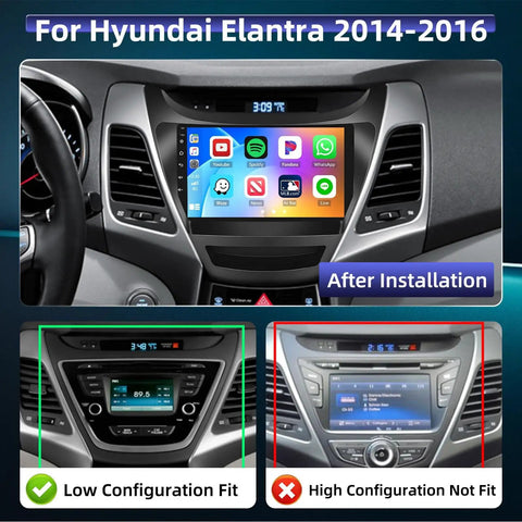 Hyundai Elantra 2014 2015 2016 Android Car Stereo 9 Inch Touchscreen With Wireless CarPlay And Android Auto GPS Navigation