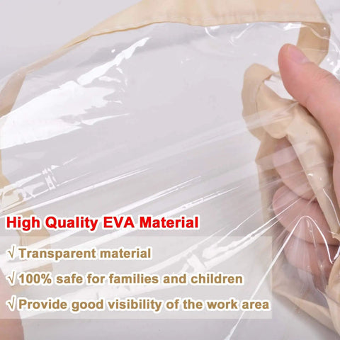 Close-up of the Magnetic Dust Barrier Door Kit Pro Grade showing transparent EVA material, 5'W x 8.5'H.