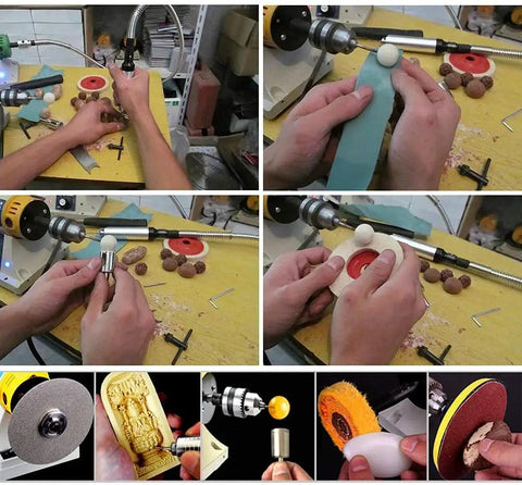 DIY Jewelry Buffing Polisher Kit For Bench Use Pro Grade Electric Lathe Grinder with Adjustable Speed Up to 10,000 RPM in use