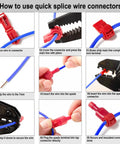 Step-by-step guide using T Tap Wire Connectors Kit For Car Audio And Speaker Wiring, Quick Splice Self Stripping Terminals.