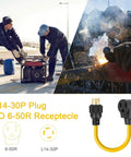 Twist-Lock Welder Adapter Cord L14-30P Male To 6-50R Female with yellow cable for generator and welder use