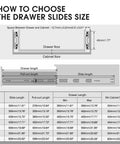 How to choose the drawer slides size for Top Shelf Soft Close Drawer Slides, 5 Pair Full Extension Ball Bearing Tracks, 16 Inch Side Mount Rails.