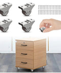 Built Different One Inch Mini Caster Wheels Four Pack Super Durable TPR Rubber Casters for Drawers Cabinets and Storage Bins with heavy duty mounts.