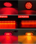 4 Inch Round LED Trailer Lights Kit with high and low brightness levels, showing two round lights, light bar, and marker lights
