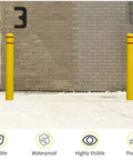 Tough As Nails Heavy Duty Bollard Cover Shields Parking Lots And Docks From Scrapes While Taking No Scratches From Heavy Traffic Built For Any Weather Solid Barrier For Warehouses Bright Yellow, durable sleeves on steel posts.