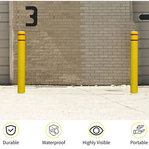 Tough As Nails Heavy Duty Bollard Cover Shields Parking Lots And Docks From Scrapes While Taking No Scratches From Heavy Traffic Built For Any Weather Solid Barrier For Warehouses Bright Yellow, durable sleeves on steel posts.