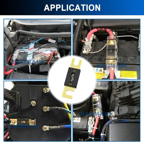 Beefy 250A ANL Fuse Bulk Pack With Gold Plated Terminals For Car Audio Amplifiers Trucks Boats RVs And Inverters 12V 24V Power Protection High Current Surge Shield installed in vehicles for surge protection