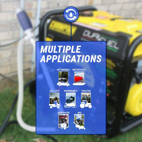 Heavy Duty Manual Fuel Transfer Pump And Gasoline Siphon With 5 Gpm Flow Rate Durable Polyethylene Tubing for multiple applications alongside generator.