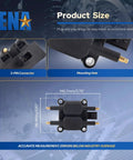 Ignition Coil Pack For Dodge Ram And Viper 8.0L/8.3L V10, size details, showing 3-pin connector and mounting hole display