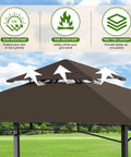 Patio Grill Gazebo Canopy With Double Tier Roof For Outdoor BBQ And Backyard Use Sturdy Powder Coated Steel Frame Weather Resistant Shelter