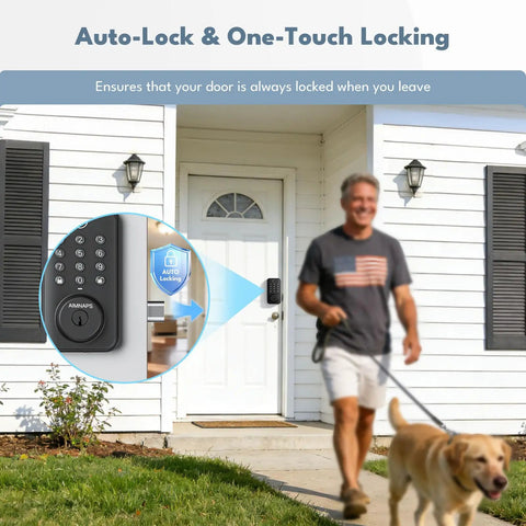 No Sweat Keyless Entry Deadbolt With Lightning Fast Biometric Fingerprint Scan And Custom Digital Keypad Codes For Super Smooth Home Access In Durable Black Metal Build