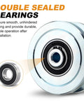 Heavy Duty 4 Inch V Groove Gate Wheels 3000 Lbs Load Capacity Solid Steel Sliding Pivot Caster Galvanized Surface Coating with double sealed bearings.