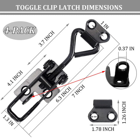 Four Pack Heavy Duty Toggle Latch Clamps 4003 Style Quick Release Hasp Locks 1320 Lbs Holding Capacity dimensions
