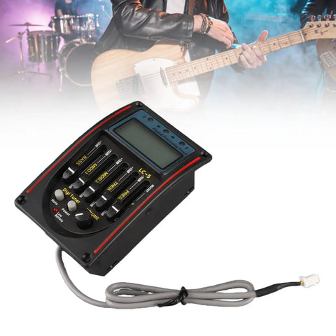 Five Band Acoustic Guitar Preamp With LCD Display Piezo Pickup LC-5 Equalizer Tuner And Mic Input easy install front view