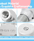 GLOXTED STB-G3/8 hydraulic flow control valve with knurled dial, threaded ports and two-sided connectors