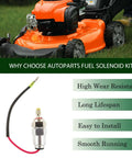 Carburetor Fuel Solenoid Kit Replacement For CV17-25 CV620-740 Engine With Part Numbers 2475722-S 2404120-S 2475515 shown near a lawn mower