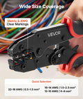 Heavy Duty Ratcheting Wire Crimper Pliers For 22 To 10 AWG Electrical Terminals with bold dial markings and wire size indicators.
