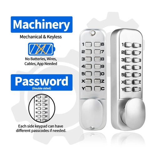 Image showing MX920 Double Keypad Mechanical 14 Key Combination Lock with dual keypads for keyless entry, showcasing password feature.