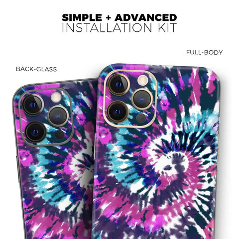 Full Body Skin Decal Wrap Kit For iPhone 11 Spiral Tie Dye V3 With Air Release Adhesive Bubble Free Application Ultra Smooth