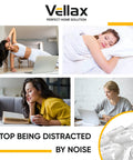 Collage showing people enjoying quiet spaces and 128 Self Adhesive Cabinet Door Bumpers for quiet closures, no slams.