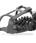 Toe Clip Cage Adapters For Look Delta Pedals Convert Peloton And Spin Bike Pedals To Toe Clip Straps Sneaker Friendly For Indoor Cycling Delta Pedal Cages Not Compatible With Shimano SPD SL Or Look Keo, showing reinforced black plastic and adjustable strap, side view.