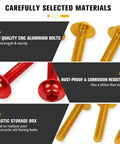 195 Piece Motorcycle Fairing Bolt Kit With M5 M6 Aluminum Screws And Hardware Grommets Nuts Washers Clips 5mm And 6mm Allen Wrenches Universal For Sport Dirt Bike Bodywork Windscreen Orange Gear showing CNC bolts