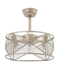 Ceiling Fan with 3 Blades Low Noise Reversible Motor for Bedroom Living, metal frame design with mesh cover.