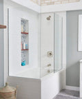 Modern bathroom with Parkwood Tub And Shower Trim Kit Brushed Nickel With 6 Function Shower Head For A Dope Shower Upgrade.
