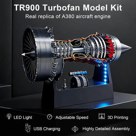 Realistic Turbojet Engine Model With Adjustable Speed And LED Lights Educational Aerospace Toy For Gearhead Adults Desk Decor