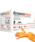 Outrageous Orange Heavy Duty Disposable Nitrile Gloves 8 Mil Latex Free Powder Free Ambidextrous Orange Large 1000 Count box with gloves