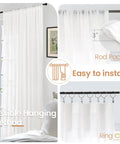 White Linen Semi Sheer Curtain Panels Cozy Two Pack 84 Inch Length Rod Pocket Light Filtering Drapes For Living Room Bedroom Dining