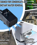 Automatic Sump Pump With Water Sensor For Condensate Removal From Dehumidifiers And Air Conditioners No Muss No Fuss 8 Ft Lift shown