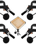 Beefy 13 Ft Woodworking Belt Band Clamps with Quick Release for Glue Ups and Picture Frames, 4 Pack shown with 4 corner claws