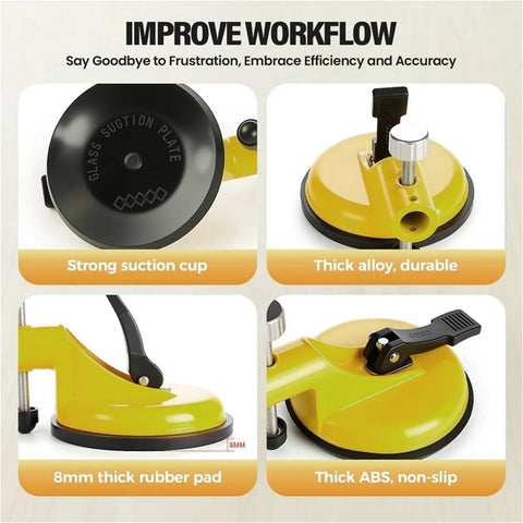 Professional Adjustable Height Setter Countertop Leveling Tool Kit with Sticky Suction Cups, showcasing durable suction cup and rubber pad.