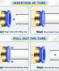 Diagram of 5 Pack Push To Connect Pneumatic Fittings 1/2 G Male Brass Quick Connect For 0.47 Inch OD Tubing Blue Air Line Adapter