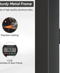 Close-up of Privacy Glass Barn Door 36x84 Inches With 6 Foot Sliding Hardware Kit Included Aluminum Alloy Frame, precision casting details.