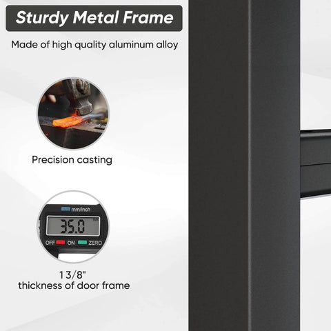Close-up of Privacy Glass Barn Door 36x84 Inches With 6 Foot Sliding Hardware Kit Included Aluminum Alloy Frame, precision casting details.