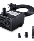 Low Noise Submersible Fountain Pump, 80 GPH, 4W, 300 L/H, 7.2 Ft Power Cord, 3 Nozzles For Aquarium Pond Fish Tank Hydroponics