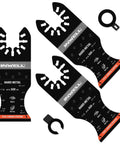 Built Different 3 Piece TiCN Carbide Oscillating Multi Tool Blade Set for Ripping Through Embedded Screws, with hard metal blades.