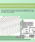 Complete Internal Screws Set And Metal Bracket Kit For IPhone X And IPhone 10 Repair Includes Small Bottom Screws And Precision Screwdriver Tools For Easy DIY Fixes. Image shows detailed view of screws and brackets.