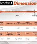 Six Inch Truss Screws Pack Of 100 For Truss Rafter To Plate And Stud To Plate Connections With Clear Zinc Orange Topcoat Type 17 Point dimensions