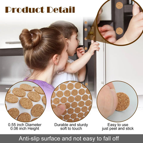 Top Shelf Bulk Pack 2000 Self Adhesive Cork Bumper Pads For Cabinet Doors Furniture Protectors Scratch Resistant Cushions For Tables Drawers Kitchen Repairs on a kitchen cabinet.
