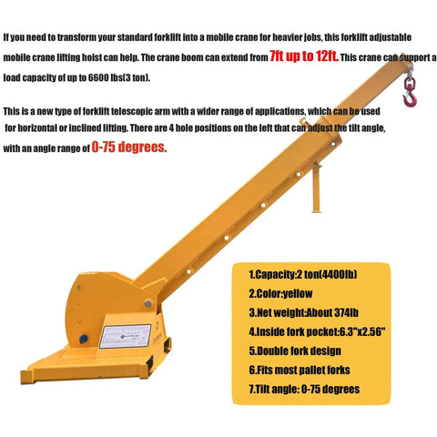 Heavy Duty Forklift Jib Boom Mobile Crane That Is A Flat Out Workhorse Packing Rock Solid 6600 Pounds Of Lift Power adjustable tilt