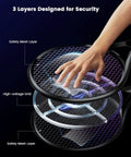 3 layer safety mesh detail on Electric Fly Swatter With LED Display And USB Rechargeable 2000mAh Battery, 2500V Bug Zapper Racket