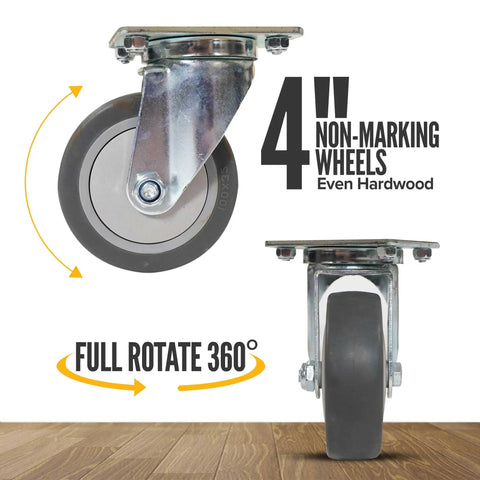 Tough Heavy Duty Furniture Dolly Set Featuring Greased Lightning Swivel Wheels For Toting 1000 Lbs Loads Without Breaking A Sweat On Sturdy Wood Platforms Safeguarding Floors