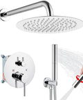 High Pressure 12 Inch Rainfall Shower Head Set with Boss-Grade Brass Rough-In Valve, Wall Mounted Two Function Shower Faucet